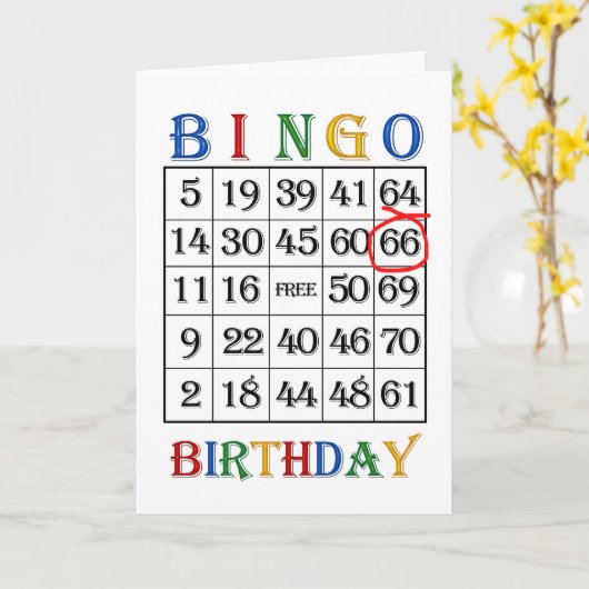 66e anniversaire Carte de Bingo (Fleur jaune)