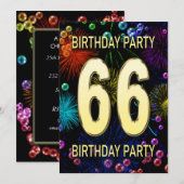 66e anniversaire Fête Invitation Feu d'artifice (Devant / Derrière)