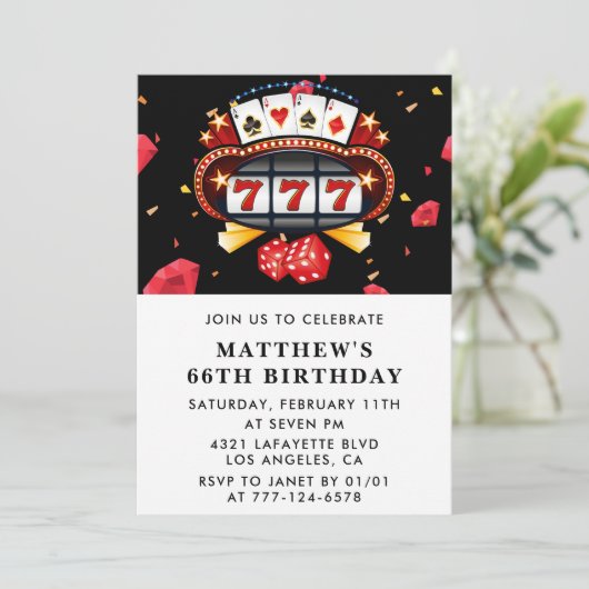66e anniversaire invitation Casino Poker Playing c (Debout devant)