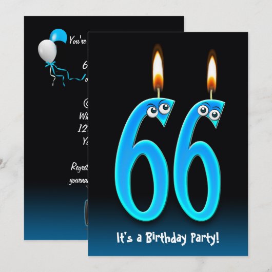 66e anniversaire Invitation de fête (Devant / Derrière)