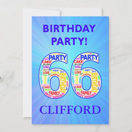 66e anniversaire Invitation de fête Ajouter un nom (Devant)