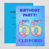 66e anniversaire Invitation de fête Ajouter un nom (Devant / Derrière)