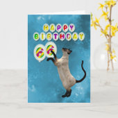 66e carte d'anniversaire avec chats siamois (Fleur jaune)