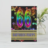 66e fête d'anniversaire Invitation avec bulles (Debout devant)