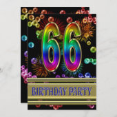 66e fête d'anniversaire Invitation avec bulles (Devant / Derrière)