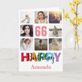 66e Joyeux Anniversaire Photo Collage Carte rose m (Fleur jaune)