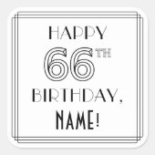 66E MAANDAG, Art Deco Style, aangepaste naam Vierkante Sticker (Voorkant)