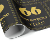 66e verjaardag - Art Deco geïnspireerde look "66" Cadeaupapier (Rol Hoek)