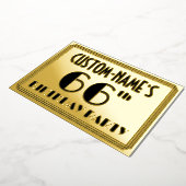 66e verjaardag — Art Deco look "66" + naam Folie Uitnodiging (Gedraaid)