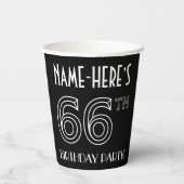 66e verjaardag: Art Deco Style + aangepaste naam Papieren Bekers (Achterkant)