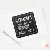 66e verjaardag: Art Deco Style en aangepaste naam Vierkante Sticker (Envelop)