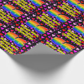 66e verjaardag: Beeldende hartenpatronen, regenboo Cadeaupapier (Hoek)