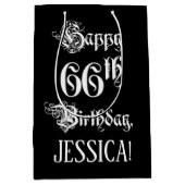 66e verjaardag: Fancy, elegant script + aangepaste Medium Cadeauzakje (Voorkant)