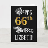 66e verjaardag — Fancy script; Faux Gold Kijk; naa Kaart (Voorkant)
