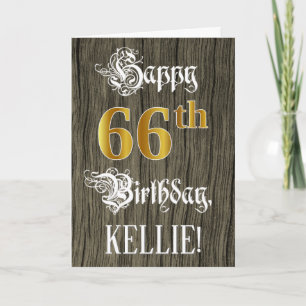 66e verjaardag: Faux Gold look + Faux-houten patro Kaart