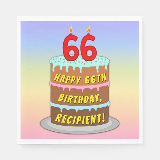 66e verjaardag: Fun Cake and Candles + Custom Name Servet (Voorkant)
