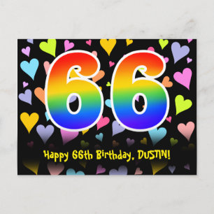 66e verjaardag: Fun Hearts-patroon, Regenboog 66 Briefkaart