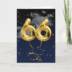 66e verjaardag Gold Mylar ballon en Confetti Card Kaart