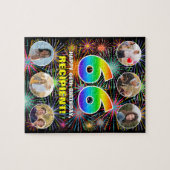 66e verjaardag: Leuke regenboog #, Aangepaste naam Legpuzzel (Horizontaal)