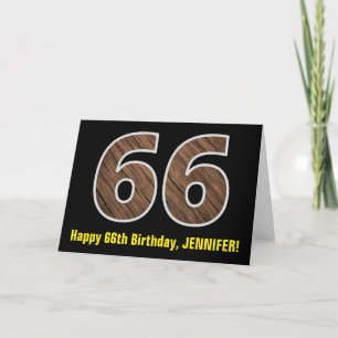 66e verjaardag: Naam + Faux Wood Grain Patroon "66 Kaart