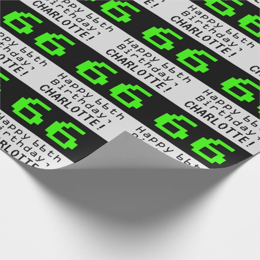 66e verjaardag - Nerdy / Geeky stijl "66" en naam Cadeaupapier (Hoek)