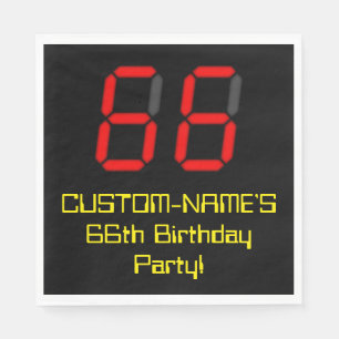 66e verjaardag: Red Digital Clock Style "66" + naa Servet