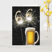 66e Verjaardag Sparklers Met Bier Mok Kaart (Gele Bloem)