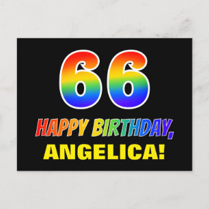 66e verjaardag: Vet, Vun, eenvoudig, regenboog 66 Briefkaart
