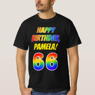 66e verjaardag — Vet, vun, regenboog 66, aangepa T-shirt