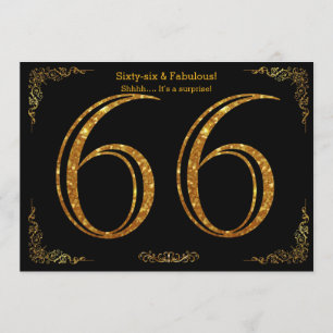 66e Verjaardagsfeest, Gatsby stijl, zwart goud gli Kaart