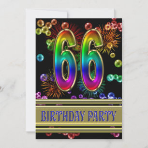66e Verjaardagsfeestje Uitnodiging met bubbels