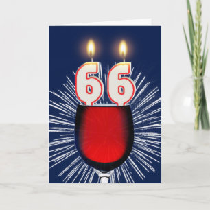 66ste verjaardag met wijn en kaarsen kaart