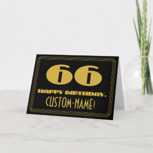 66ste verjaardag: naam + Art Deco geïnspireerde ui Kaart