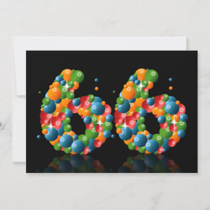 66ste verjaardagsfeest, met bubbels en ballen kaart