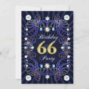 66ste verjaardagsfeest met juwelenmassa's kaart