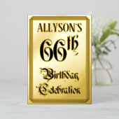 66th Birthday Party — Elegant Script + aangepaste  Folie Uitnodiging (Staand Voorkant)