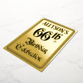 66th Birthday Party — Elegant Script + aangepaste  Folie Uitnodiging (Gedraaid)