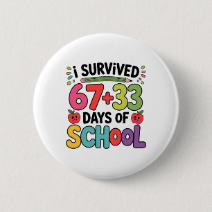 67+33 School Wiskunde Vergelijking Grappig 100ste  Ronde Button 5,7 Cm