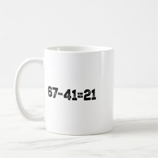 67-41=21 Grappige Wiskunde Meme Gen Alpha Sla Jarg Koffiemok