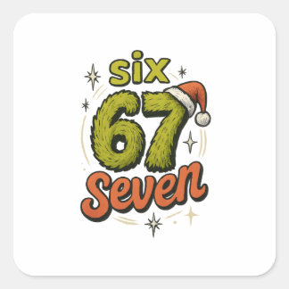 67, 6-7 meme, 6 7 grappig, 67 kerst vierkante sticker