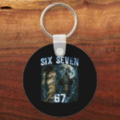 67 Alpha Wolf Meme Funny Graphic Tee Six Seven Hum Sleutelhanger (Voorkant)