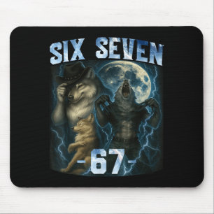 67 Alpha Wolf Meme Grappig Grafisch T-shirt Six Se Muismat