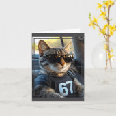 67 And Still Cool Funny Birthday Meme Cat  Kaart (Gele Bloem)