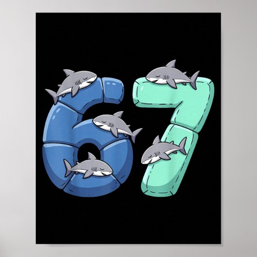 67 Animals Funny 67 Brainrot Youth Kids Shark 67  Poster (Voorkant)