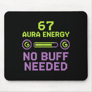 67 Aura Energie Geen Buff Nodig Retro Pixel Gamer  Muismat