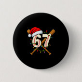 67 Baseball Xmas Lights Santa Hat Funny Holiday Ronde Button 5,7 Cm (Voorkant)