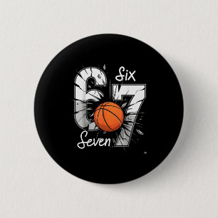 67 Basketbal Zes Zeven 6 7 Meme 67 Ronde Button 5,7 Cm