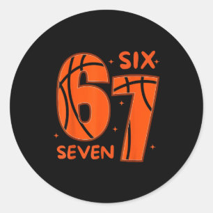 67 Basketbal Zes Zeven 6 7 Meme 6 Ronde Sticker