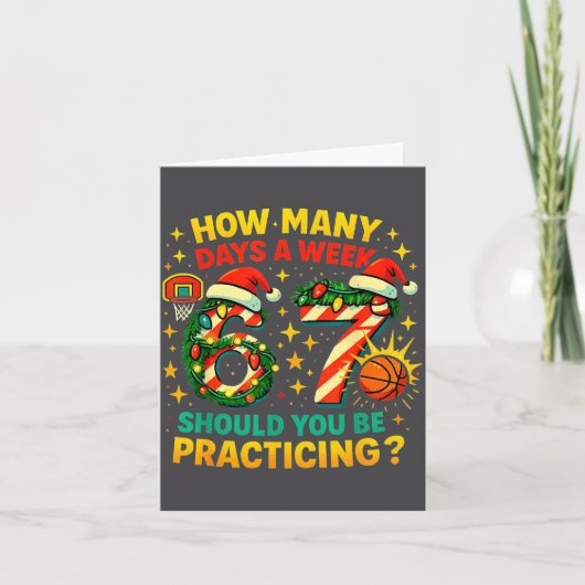 67 Basketball Christmas Funny Practice Meme Gift Kaart (Voorkant)