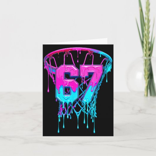 67 Basketball Drip Six Seven Funny  Kaart (Voorkant)